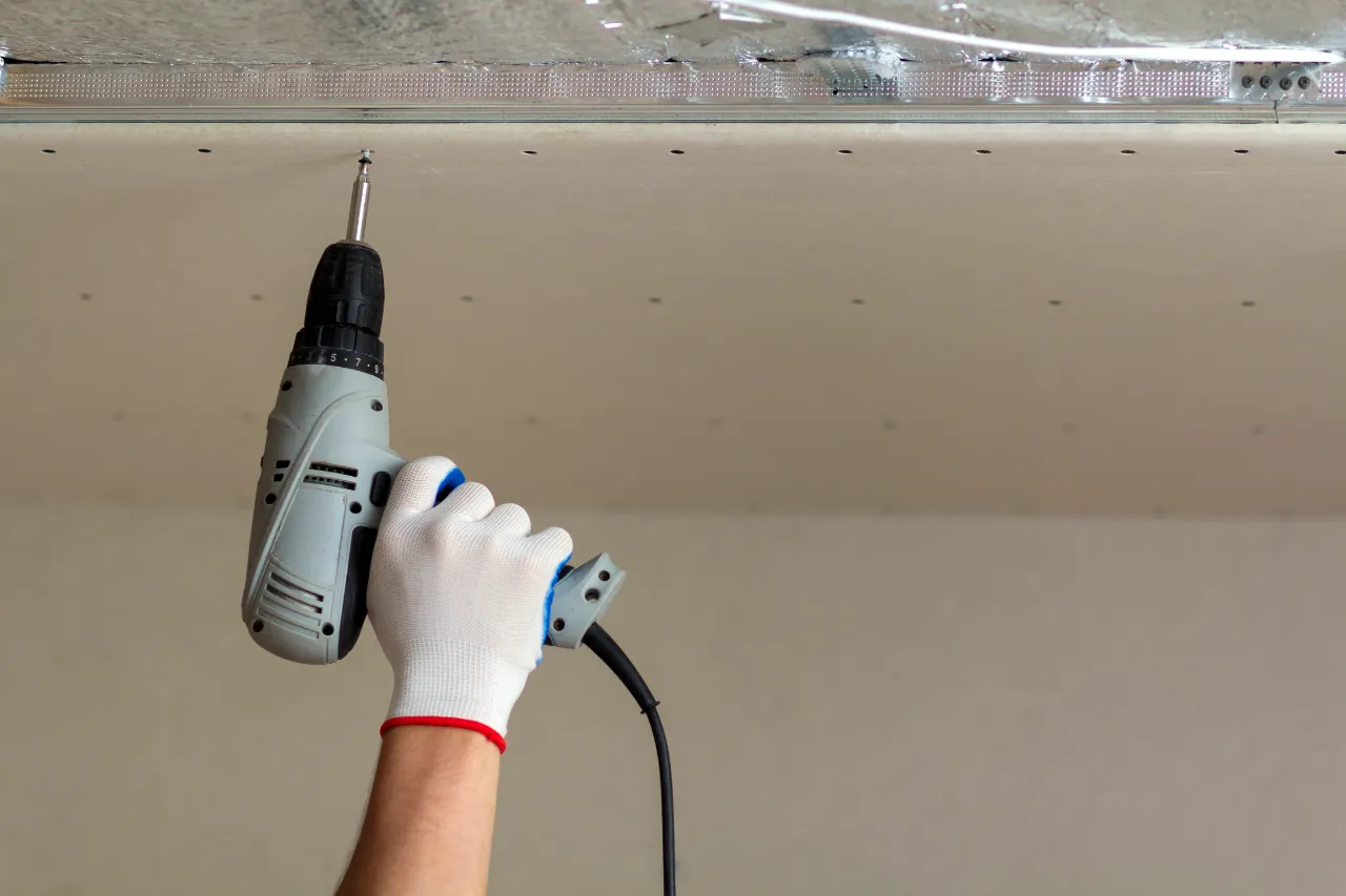Close up of drywall installation work in Massachusetts