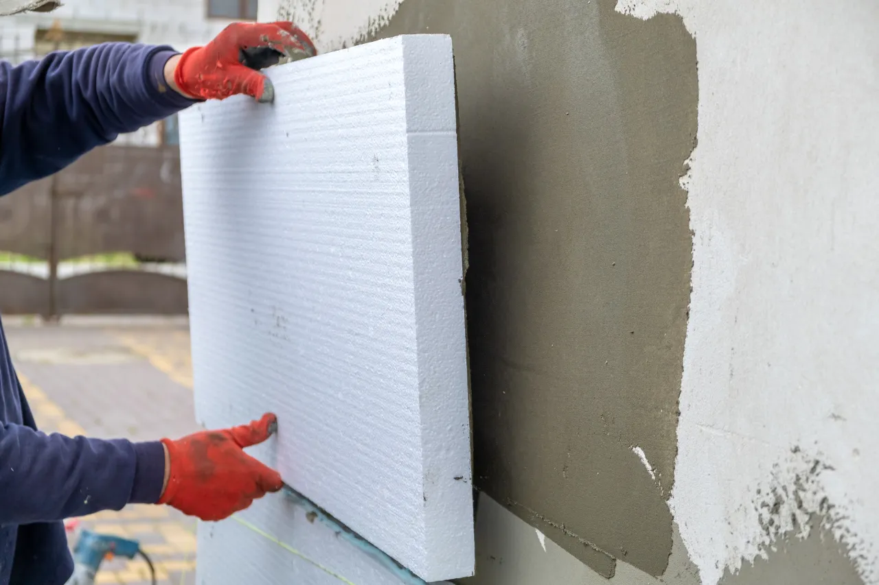 Rigid foam insulation installed on a wall in Massachusetts