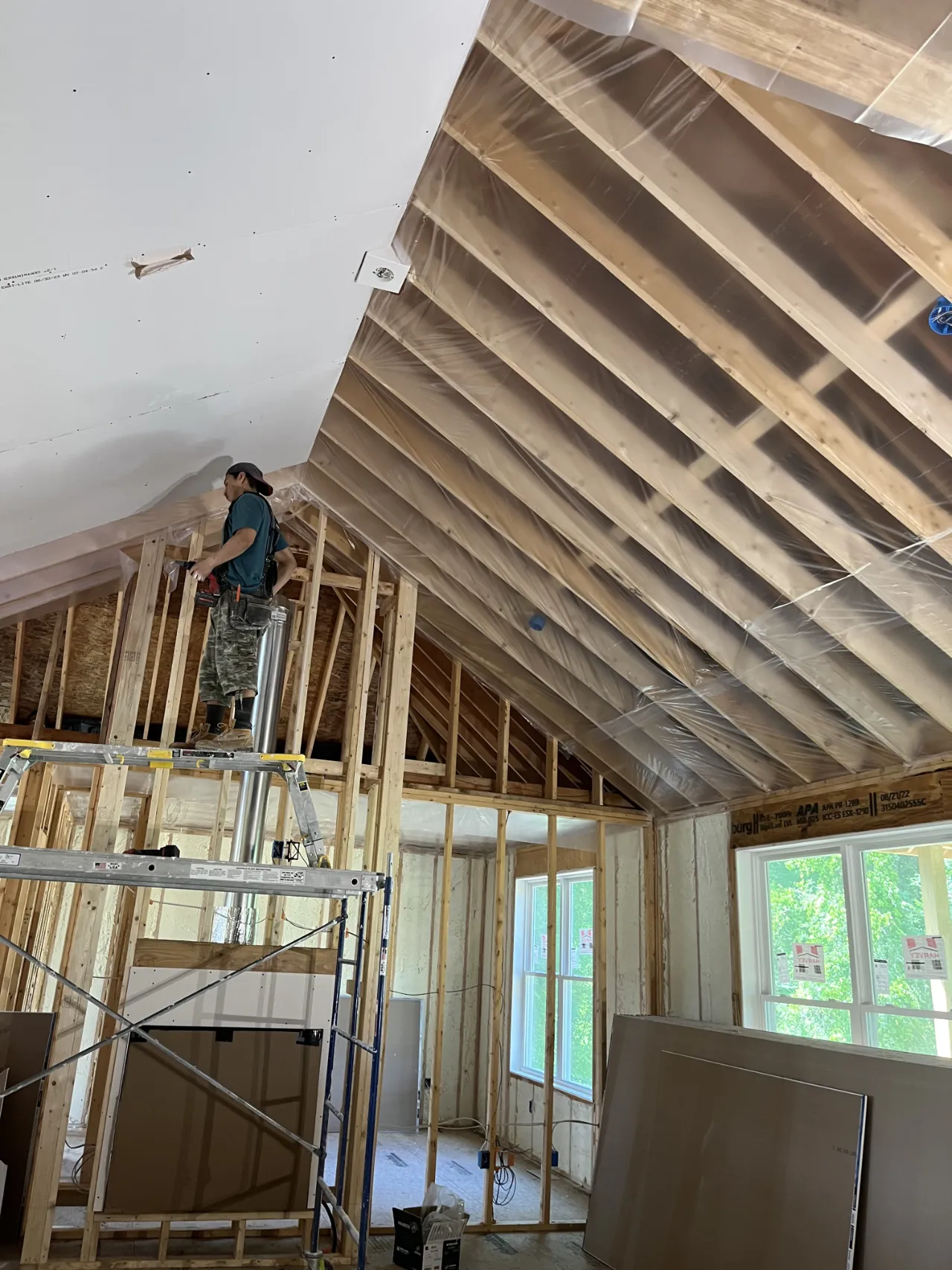 Interior wall surface stripped and prepped in a Massachusetts home