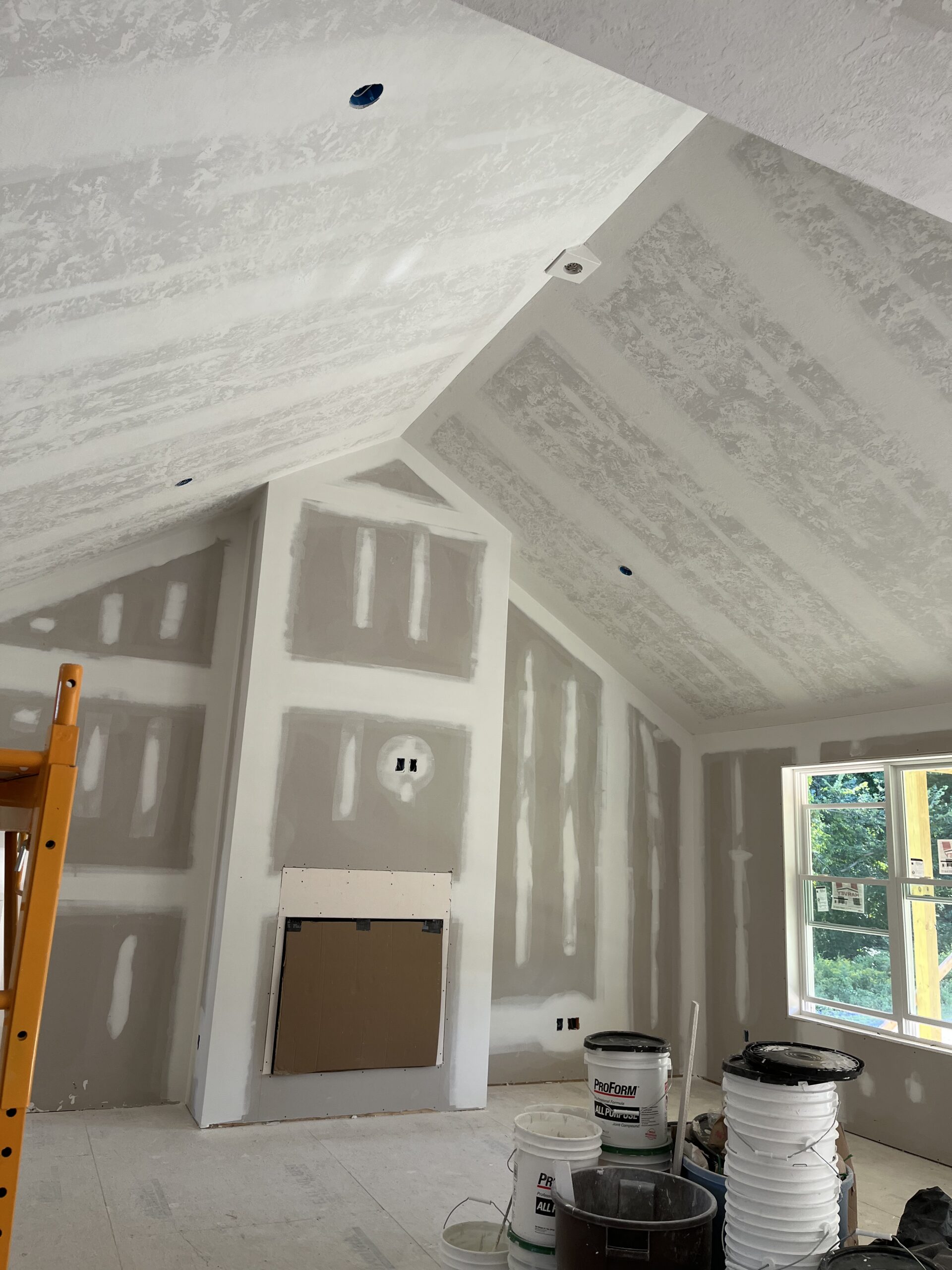 Ceiling and wall drywall work