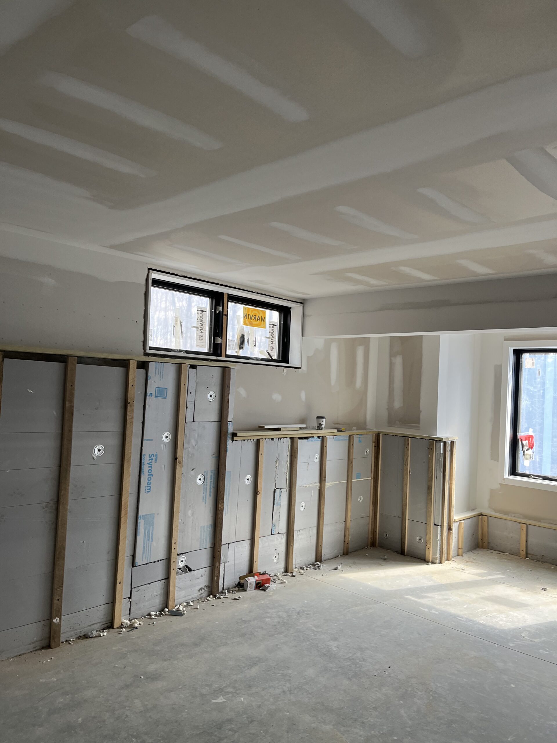 Ceiling and wall drywall work